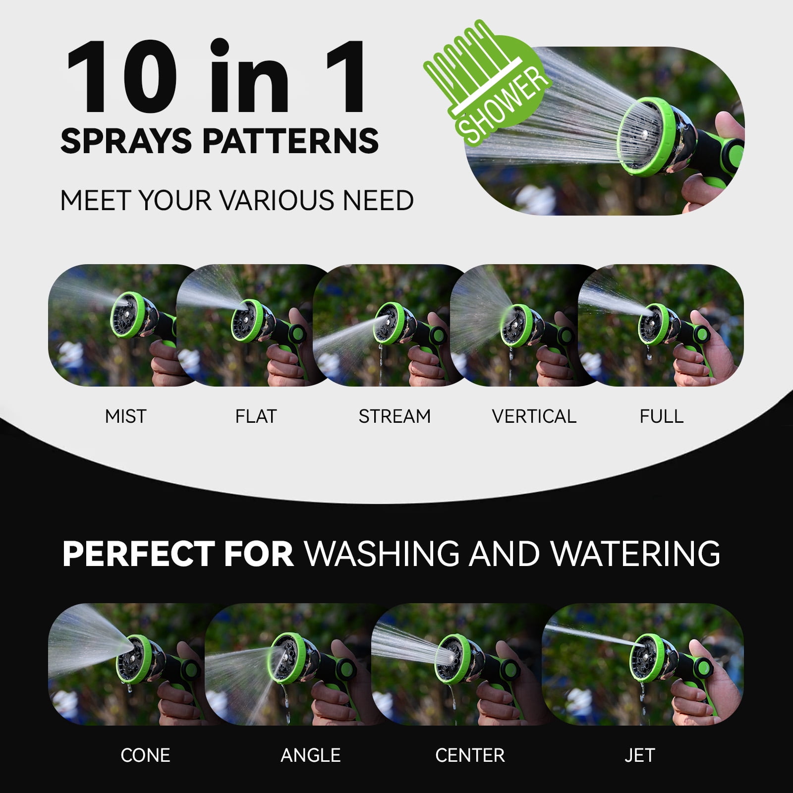 RainPoint 25FT Garden Hose with Hose Nozzle, 60% Lighter TPE Anti-Kink Water Hose Anti-Kink Flexible Hose,3/4" Fittings