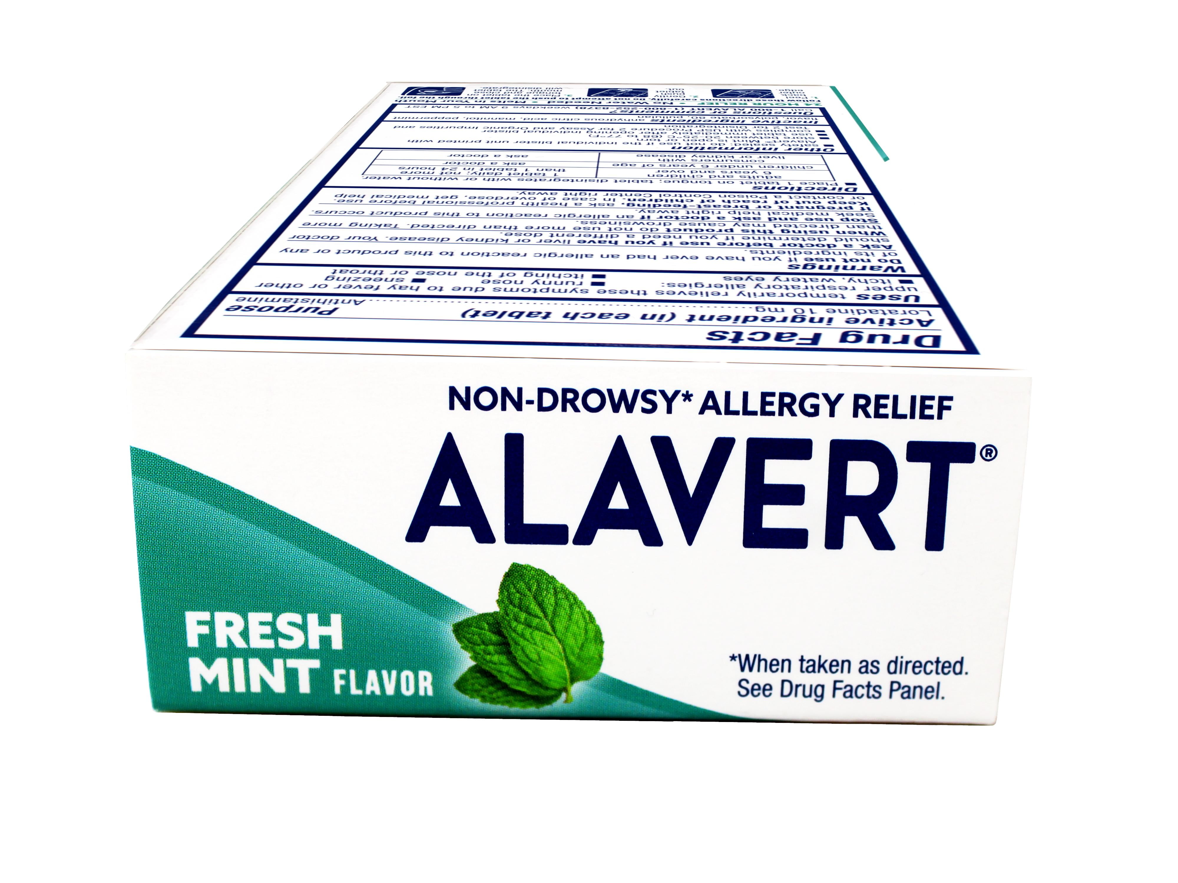 Alavert Allergy 24 Hour Relief, Fresh Mint Flavor, Orally Disintegrating Allergy Tablets, Non-drowsy Antihistamine, Loratadine 10mg, 60 Count - 4 Pack