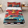 thumbnail image 3 of Homewish Blue Racing Car Zipper Twin Comforter Sets with Fitted Sheet and 2 Pillowcases for Boys,Extreme Sport Checkered Flag Zipper Bedding Set,4-Piece, 3 of 6
