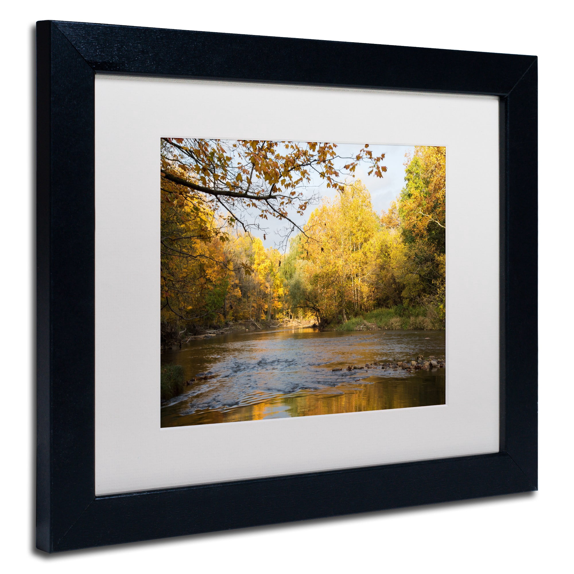 Trademark Fine Art Kurt Shaffer 'Golden Autumn River' 16 x 20 Framed Art Print (KS01036-B1620MF)