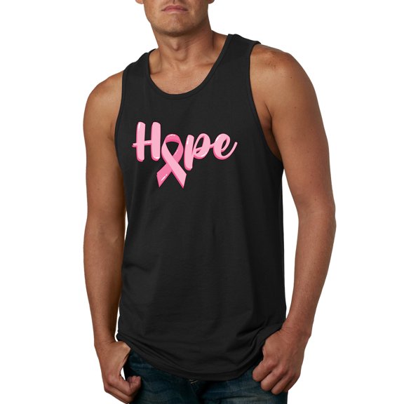 Wild Bobby, Hope Pink Ribbon Support Brave Fight, Breast Cancer Awareness, Men Graphic Tank Top, Black, Small