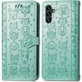 thumbnail image 5 of Crossbody Wallet Cell Phone Case for Samsung Galaxy A04S/A13 5G (Not 4G), Cute Cat Dog Cartoon Style Flip Case Cover with Removable Lanyard Strap for Samsung Galaxy A13 5G/A04S MGG Green, 5 of 12