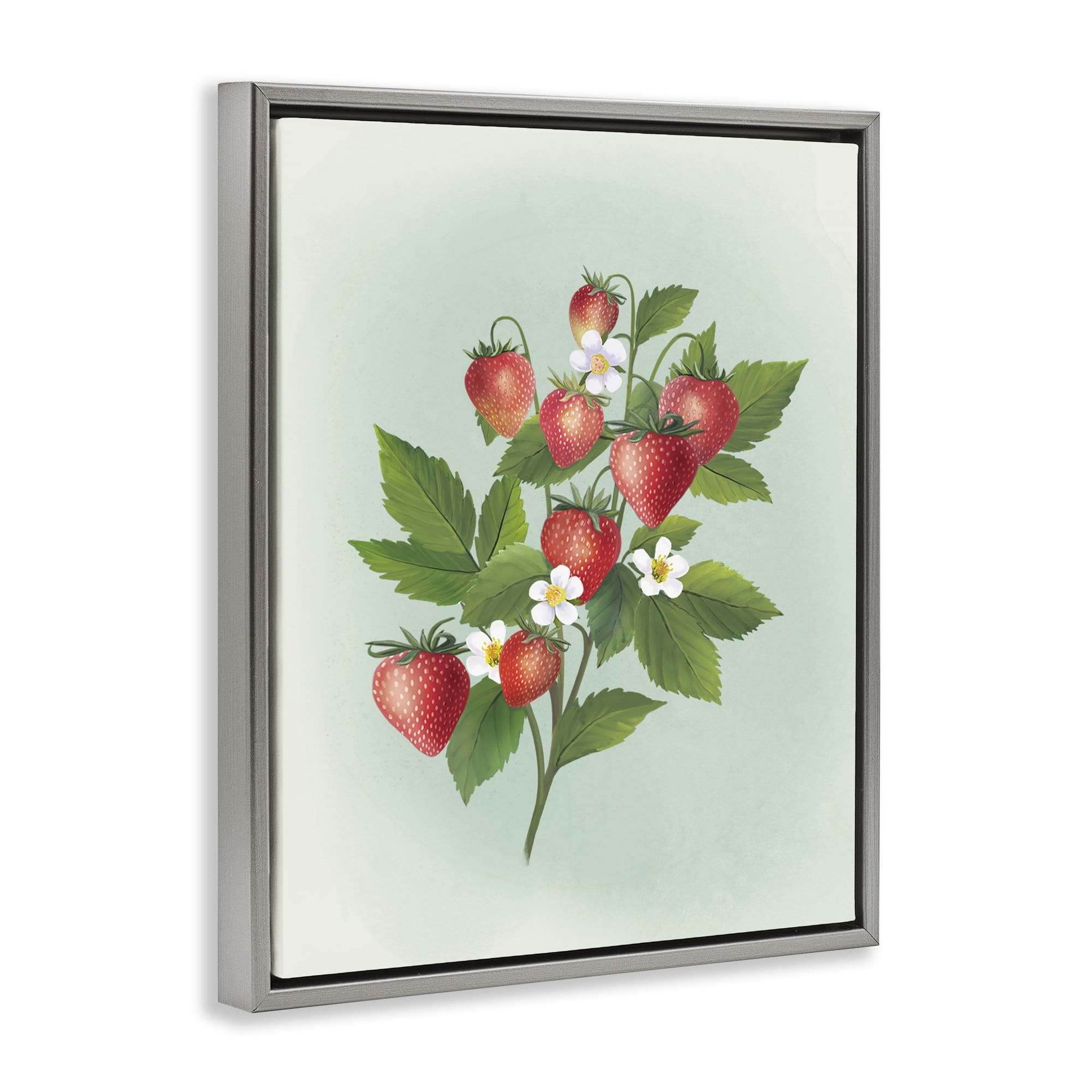 Stupell Industries Vintage Strawberry Bundle Gray Framed Floater Canvas Wall Art, design by Diane Neukirch