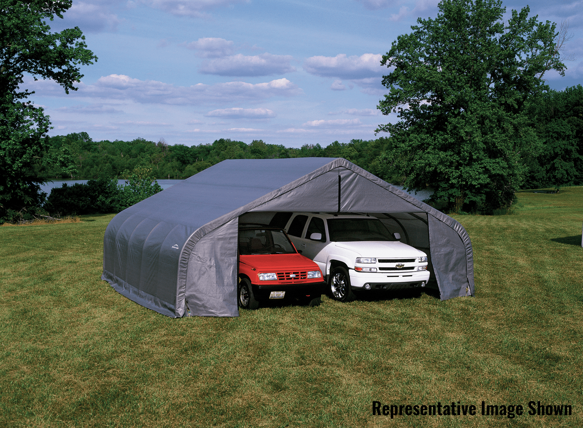 ShelterLogic Peak Style Shelter 22' x 28' x12' Gray Carport