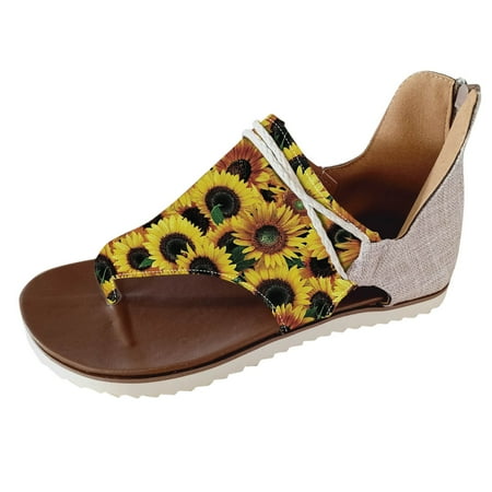 

Qufokar Memory Foam Flip Flops Women Wedge Thong Sandals for Women Size 10 Fashion Print Spring Casual Flower Sunflower Women Leopard Lightweight Summer Sandals Canvas Women S Sandals