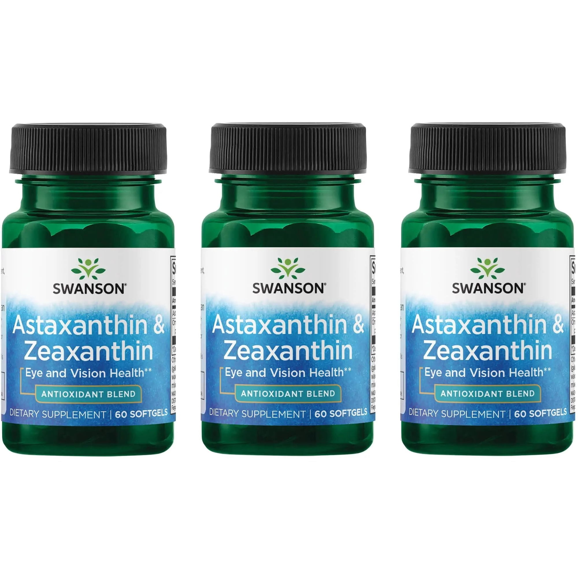 Swanson Astaxanthin & Zeaxanthin Eye Vision Brain Skin Health Antioxidant Support Supplement (Astaxanthin 4 mg & OmniXan Zeaxanthin 4 mg) 60 Softgels Sgels (3 Pack)