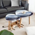 thumbnail image 5 of Triangle Nesting Coffee Table Set of 2 blue beautiful foggy mountains sun clouds sky End Table Modern Minimalist Side Table Set for Living Room Bedroom, 5 of 8