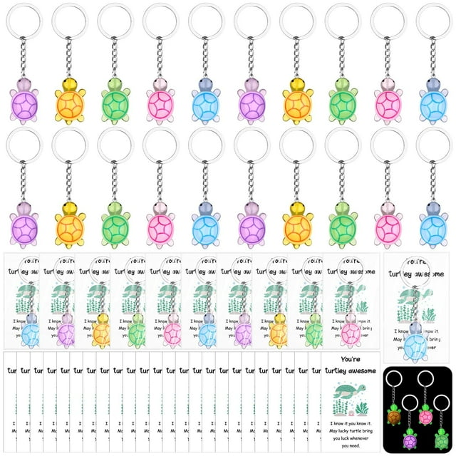 25 Sets You're Turtley Awesome Inspirational Gift Include Luminous Positive Turtle Keychains Turtley Pun Cards Bags Office Christmas Employee Appreciation Gift for Coworker Teacher Volunteer Nurse
