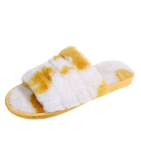 

lystmrge Womens Furry Slippers Cute Animal Slippers for Women Fluff Yeah Slippers Women Fashion Slippers Breathable Intdoor Women s Winter Shoes Color Casual Flowers Decorated Women s Slipper