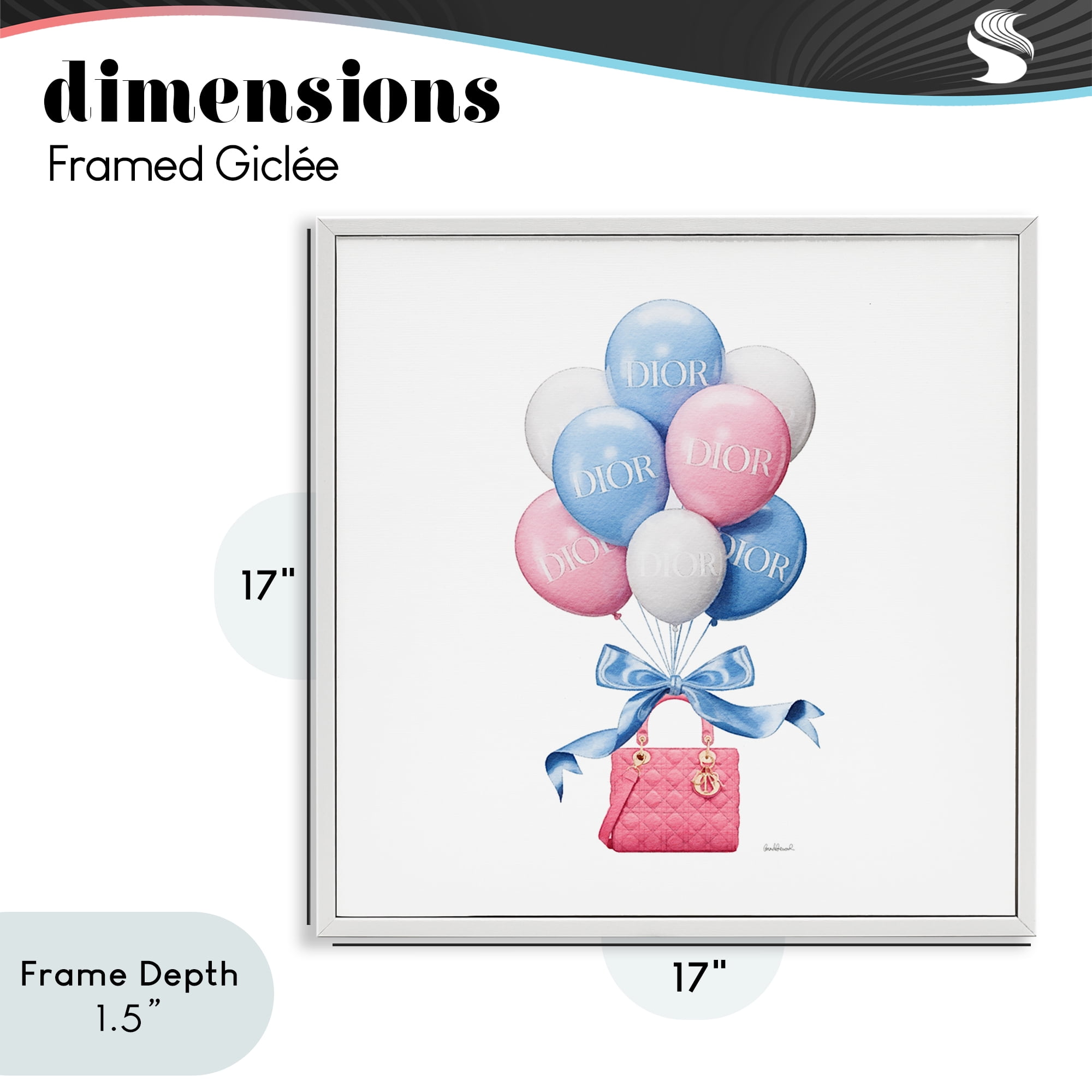 Stupell Industries Pink & Blue Handbag Balloons White Framed Giclee Art, design by Amanda Greenwood