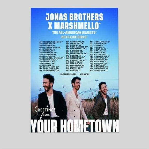 Jonas Brothers 20th Anniversary Greetings From Your Hometown Tour 2025 Poster - Size 24''x36'' - Kiloa