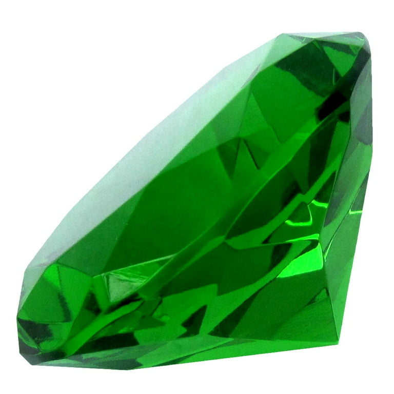 Giant 60mm Cut Glass Emerald Green Diamond Jewel Paperweight Giant 60mm Cut Glass Emerald Green Diamond Jewel Paperweight