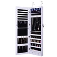 thumbnail image 3 of Topbuy Door Mounted Mirrored Jewelry Cabinet with LED Lights, Lockable, White, 3 of 7