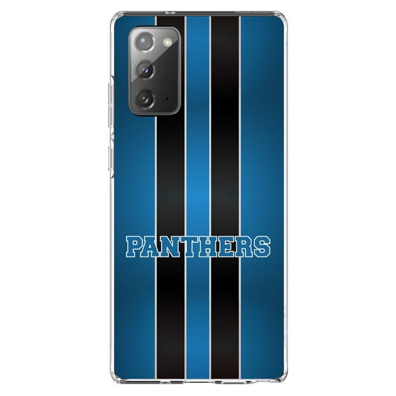 DistinctInk Clear Shockproof Hybrid Case for Galaxy Note 20 ULTRA (6.9" Screen) - TPU Bumper, Acrylic Back, Tempered Glass Screen Protector - Blue Black Panthers - Football Team