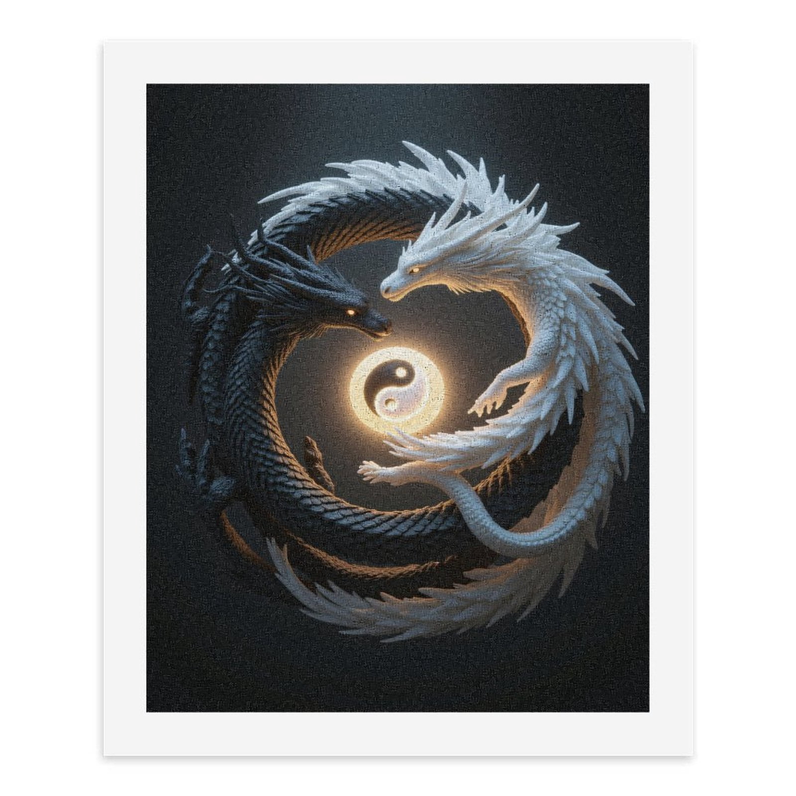 Paint By Numbers Kit for Adults Beginner - DIY Black White Dual Dragons Balance Canvas Painting Kits for Adults, Frameless Paint By Number for Adults for Home Wall Decor 16x20 Inch