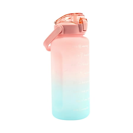 

TBOLINE 2000ML Bouncing Straw Sports Bottle Leak-proof Frosted Drinkware (Pink)