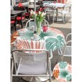 thumbnail image 5 of Outdoor Tablecloths with Umbrella Hole & Zipper, Turquoise Orange Palm Leaves Round Tablecloths 60 Inch, Tropical Botanical Summer Waterproof Table Cloth, Patio/Pool/Picnic Table Covers, 5 of 8