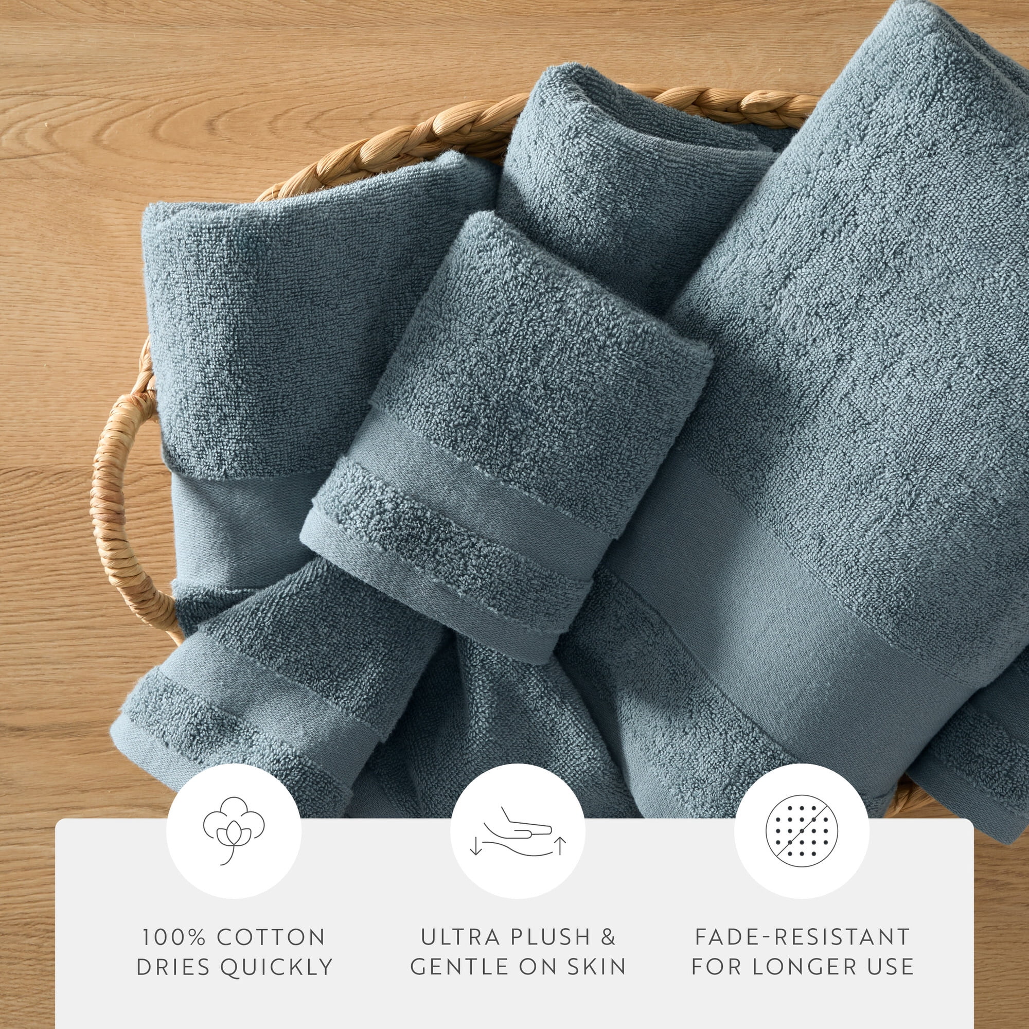 Hotel-Quality Bath, Hand and Wash Towel Sets - 100% Ring Spun Cotton, Ultra Plush, Absorbent