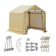 thumbnail image 4 of Weatherfast Portable Outdoor Garden Storage Shed, 6'x6'x6', Steel Frame Peak Roof Waterproof Yellow Cover with Heavy Duty Anchor, 4 of 6