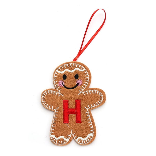 Adornos de jengibre con iniciales del alfabeto Monograma de jengibre Adorno colgante para el árbol de Navidad con la letra del apellido Decoración para el árbol de Navidad