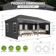 thumbnail image 2 of SOBREMESA 10x20 Heavy Duty Pop Up Canopy Tent with 6 Removable Sidewalls, Waterproof UV50+ with Mosquito Netting for Backyard, Party, Wedding & Commercial Use,Black, 2 of 6