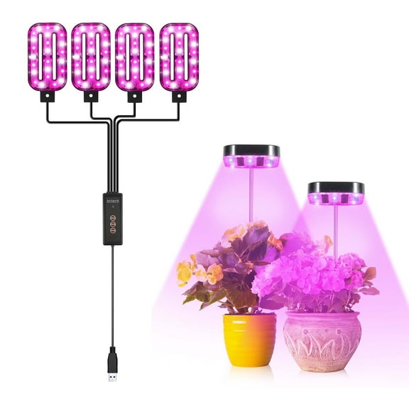 FANHAO 4-in-1 Full Spectrum Grow Light, 3 Light Brightness for Indoor Growing, Ideal for Small Plants