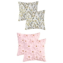 Unique Bargains 4 Pcs Floral Pattern Soft Throw Pillow Covers Yellow Flower/Pink