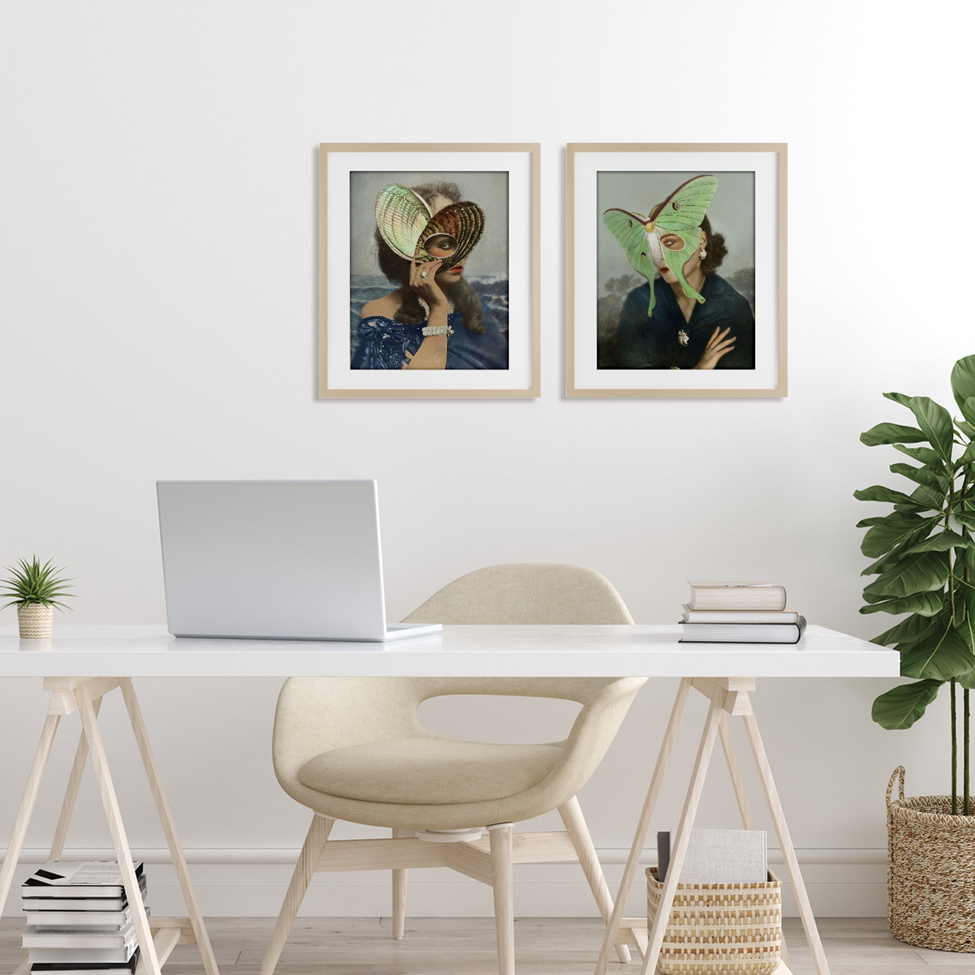Stupell Industries Naturalist Women Portraits 2 Piece Birch Framed Print Under Glass Set, design by Victoria Barnes