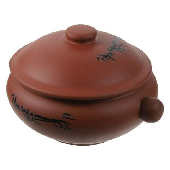 IBASETOY 1Pc Brown Ceramic Stew Pot for Kitchen Use Even Heat Cooking Pot