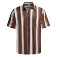 thumbnail image 4 of XDZJLR Men Shirts Casual Short Sleeve Button Down Striped Stylish Summer Beach Tee, 4 of 4