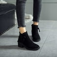 thumbnail image 2 of hopeusnice Women's Ankle Boots Suede Bowknot Block Heel Booties Round Toe Zipper Back Short Boots Winter Warm Comfortable Shoes Black 42, 2 of 7