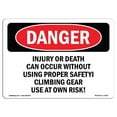 thumbnail image 1 of SignMission OS-DS-A-1218-L-2108 12 x 18 in. OSHA Danger Sign - Injury or Death Can Occur without Using, 1 of 1
