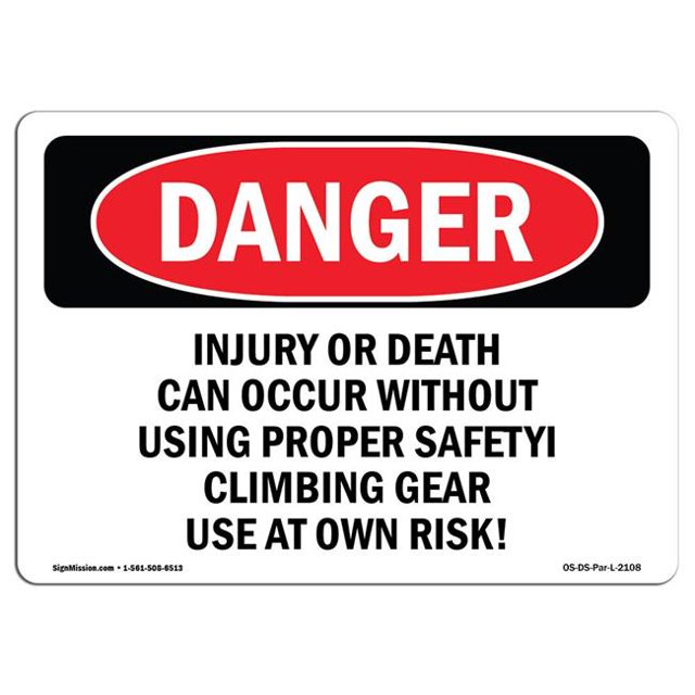 SignMission OS-DS-A-1218-L-2108 12 x 18 in. OSHA Danger Sign - Injury or Death Can Occur without Using