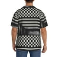 thumbnail image 5 of Disketp Men's Hawaiian Black and White Checkerboard Trap Print Shirts Button Down Holiday Beach Shirts-X-Large, 5 of 7