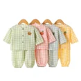 thumbnail image 5 of Conjunto de ropa de dormir de algodón de nube para niños, ropa de hogar con estampado de dibujos animados para niños y niñas, traje de dos piezas, cárdigan para primavera, otoño y verano, 5 of 5