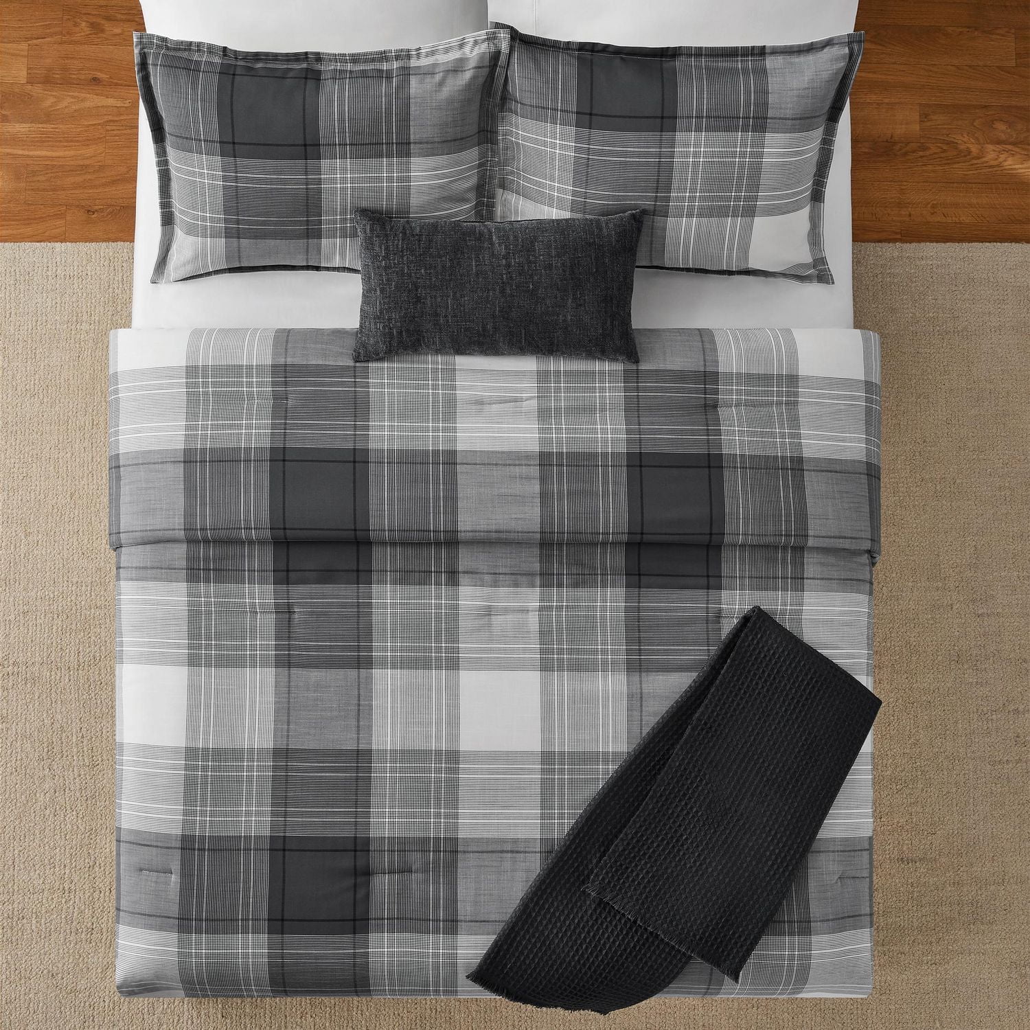Mainstays 5-Piece Plaid Comforter Set, King