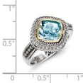 thumbnail image 4 of Shey Couture Sterling Silver with 14K Accent Antiqued Cushion Bezel Blue Topaz Ring QTC797, 4 of 7