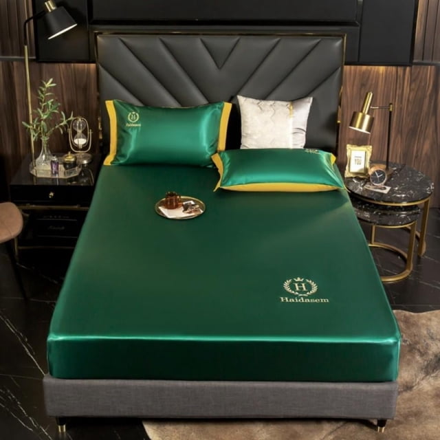 Three Pieces One Set Of Summer Ice Silk Mat Machine Washable Summer Sleeping Mata Summer Mat Mattress Home Accessories Gold
