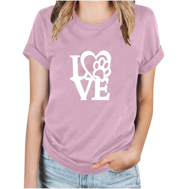 Fiudx Ofertas de La Semana Camiseta Informal de Manga Corta con Cuello Redondo y Estampado Informal a La Moda para Mujer