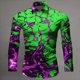 thumbnail image 1 of Camisa hawaiana de manga larga con estampado de luces para hombre y mujer, camisa informal con solapa, blusa urbana moderna, talla grande, 2025, 1 of 6