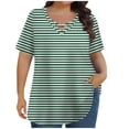 thumbnail image 1 of Tops de Manga Corta de Tamaño Más de las Mujeres, Blusas de Cuello en V Impresas de Verano de Moda para Uso Casual, Diario Y de Fiesta, 1 of 8