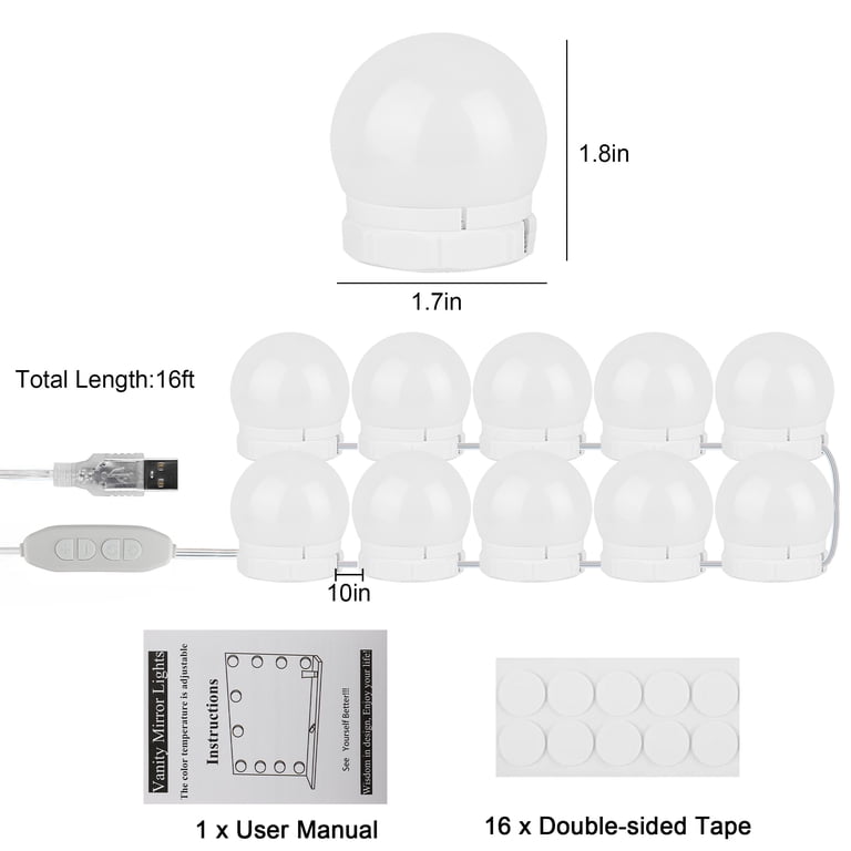 EEEkit LED Vanity Mirror Lights, 10 Bulbs, Adjustable Color photo 7
