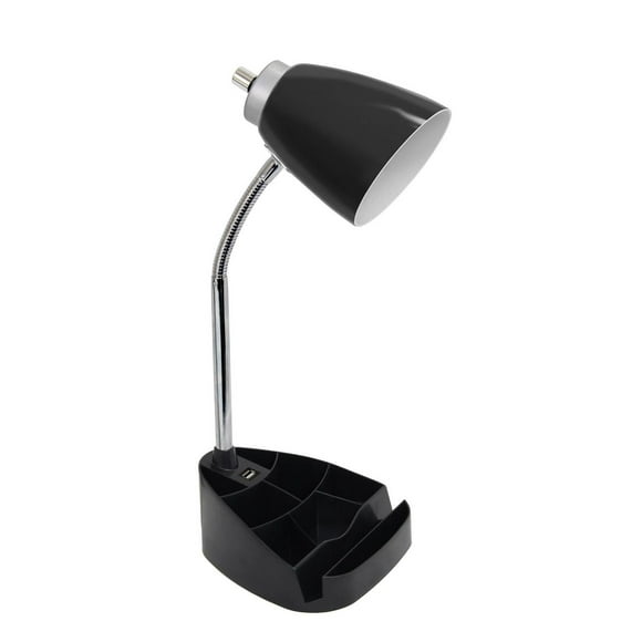 Lampe de bureau organisateur feux de la rampe à col de cygne avec support pour tablette d'iPad Support de livre et port USB, Noir