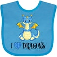 thumbnail image 3 of Inktastic I Love Dragons with Cute Blue Dragon Boys or Girls Baby Bib, 3 of 4