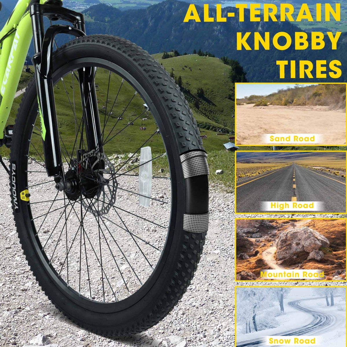 A26003 26-Inch Mountain Bike, 21-Speed, Full Suspension Steel Frame, Alloy Rims, Disc Brakes for All Terrains, Men & Women, Multiple Colors