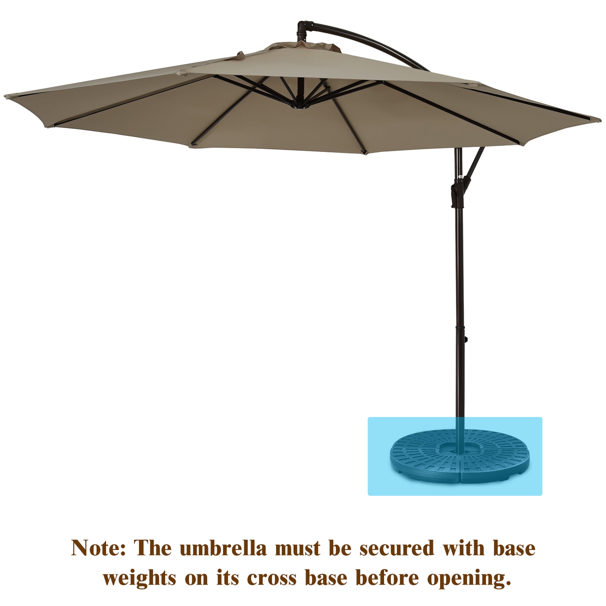 Gymax 10 ft Patio Cantilever Offset Umbrella Yard Garden Outdoor w/ 8 Ribs Tan