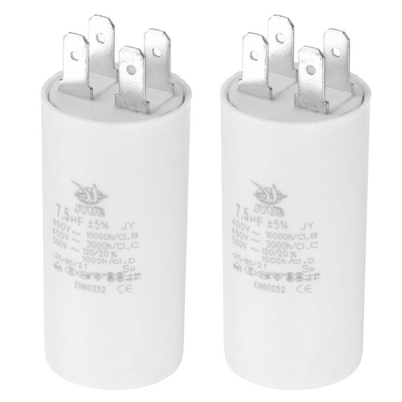 Uxcell CBB60 7.5uf Run Capacitor,2Pcs AC450V 4Pin Double Insert for Motor Star 62x30mm