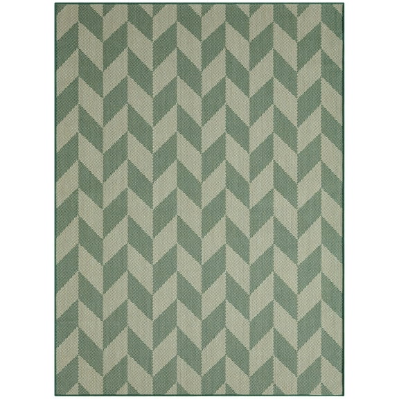 Nicole Miller New York Patio Country Calla Contemporary Herringbone Indoor/Outdoor Area Rug, Beige/Green, 5'2"x7'2"