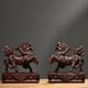 thumbnail image 2 of Ebony wood carved Qilin figurines, a pair of male and female, for home decoration, auspicious for wealth, living room, and feng shui., 2 of 4