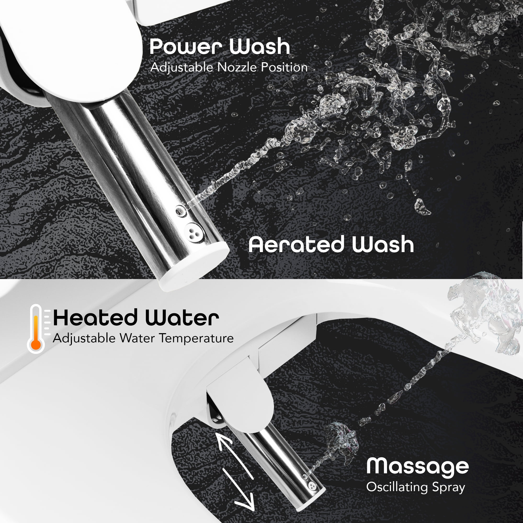 BidetMate 3000 Series Smart Toilet Seat with Bidet Adjustable & Self-Cleaning Heated Bidet